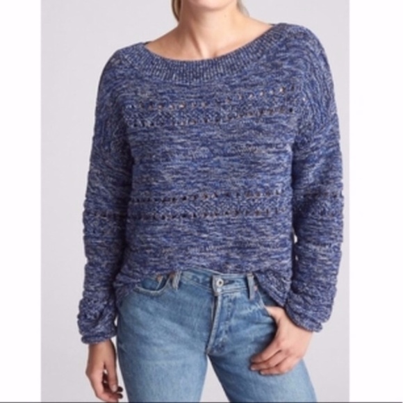 Gap // Navy, Blue Wide-neck Space Dyed Sweater size medium My1 - Picture 1 of 8